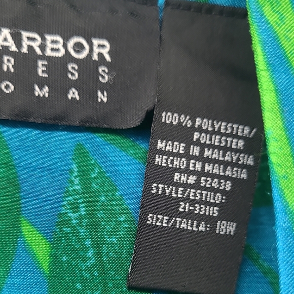 2 Piece Matching Set Capri Tank Top Tropical Palm Print Royal Blue Green Resort - Picture 4 of 16